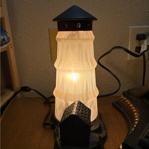 Vintage Glass and Metal Lighthouse Lamp